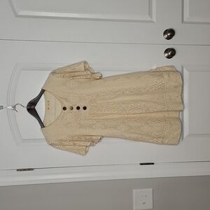 Tulle Anthropologie Cream Lace Shift Dress